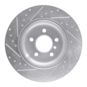 BMW X5 Brake Rotor (1) - Rear Right - R1 Concepts - Drilled & Slotted - Silver - `02-`06